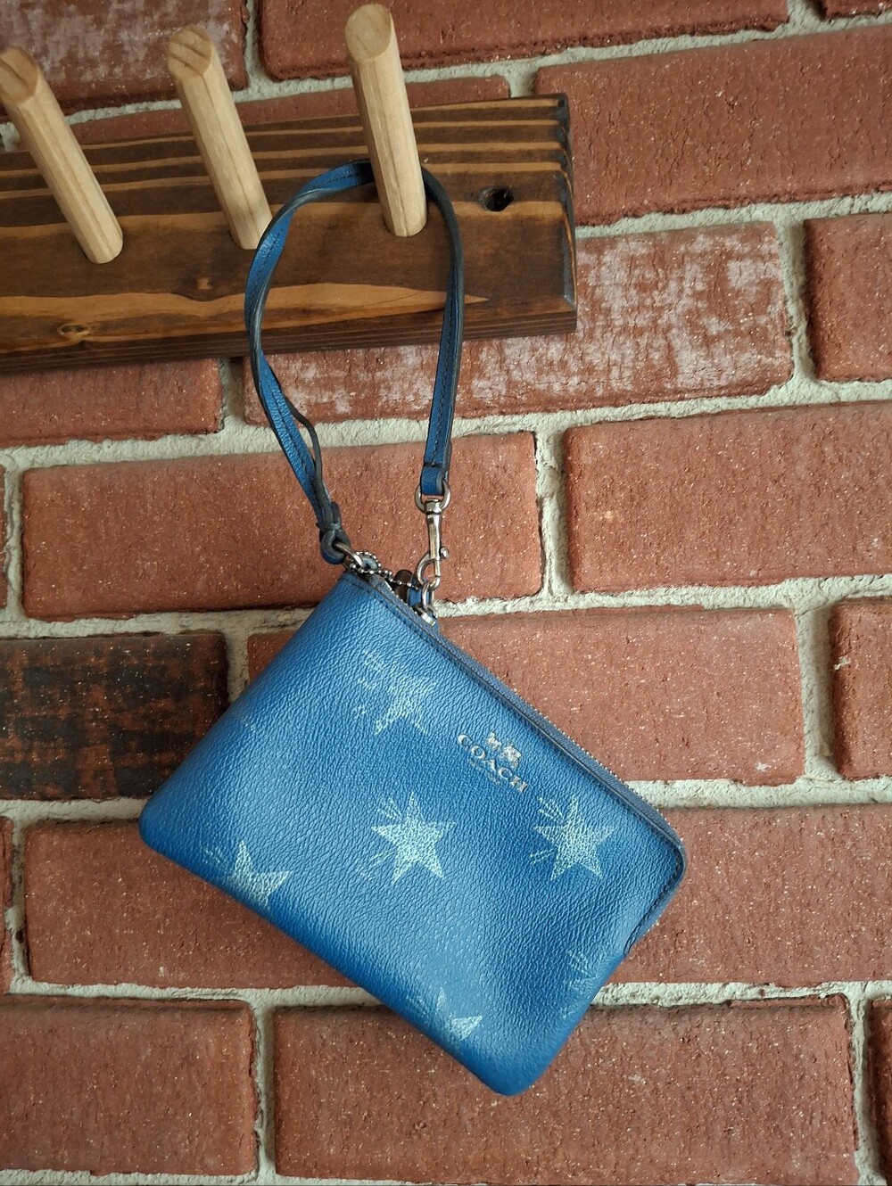 Coach Blue Star Wristlet Leather Wallet